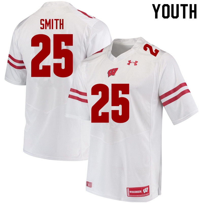 Youth #25 Isaac Smith Wisconsin Badgers College Football Jerseys Sale-White